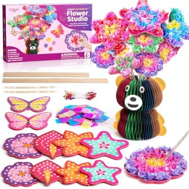 Imagem de HENUIE Kits de Poke DIY para meninas de 4 a 8 anos, buquê de flores divertido sem bagunça com estames, 8 flores e 2 borboletas, presentes de aniversário de atividades criativas para crianças de 4 a 5