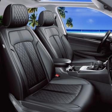 Imagem de FiveFox Capas de assento de carro 4Runner (somente para versão de 5 assentos) para Toyota 4Runner 2003-2024 - cobertura total de couro, compatível com airbag, à prova d'água e protetor de almofada de