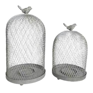 Imagem de Generic Conjunto de 2 Castiçais em Formato de Gaiola de Pássaro, Suporte para Velas, Castiçal Antigo para Lareira de Casamento