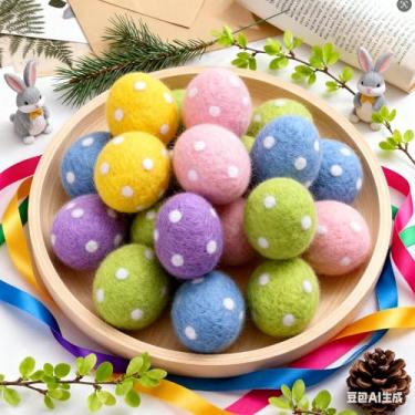 Imagem de Newwiee 20 peças de decorações de ovos de páscoa feltrados coloridos pastel surpresa surpresa para enfeites de árvore enfeites de cesta decoração de festa de primavera artesanato faça você mesmo, 5 cm