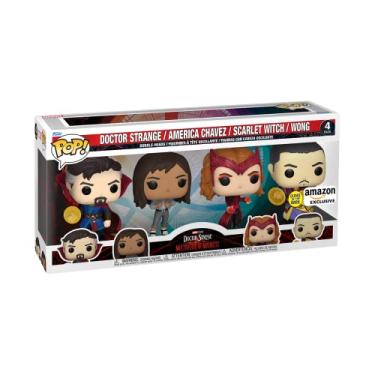 Imagem de Funko Pop! Marvel: 4 pacotes inclui America Chavez, The Scarlet Witch, Wong, and Doctor Strange - Exclusivo Amazon - Figura de vinil colecionável - Ideia de presente- Mercadoria oficial - Fãs de