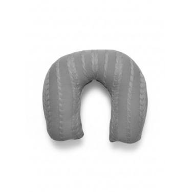Imagem de Almofada de Amamentação em Tricô, 45x37x13cm, Formato U Anatômico, Enchimento Siliconado, Hipoalergênico (Cinza)