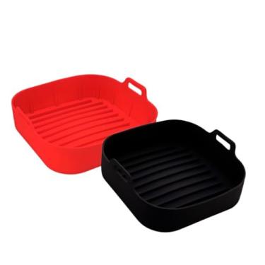 Imagem de Kit de 2 Formas de Silicone Quadrada 20CM, Para Air Fryer, Assadeira Grande Resistente(KIT2-MISTO)