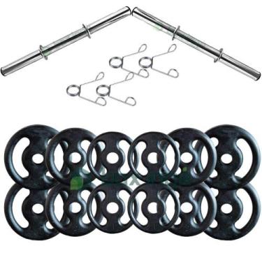 Imagem de Kit com Barras de Halteres e Anilhas de Ferro Fundido - 24 Kg - BOX IN