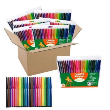 Imagem de Pacote com 12 Estojos de Canetinhas Hidrocor 24 Cores Leo&Leo Leonora 