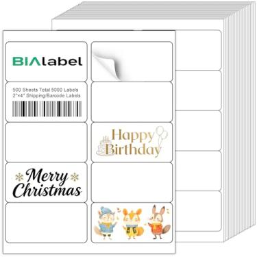 Imagem de 5000 etiquetas 25 cm x 10 cm Etiquetas de código de barras para impressoras a laser e jato de tinta, 500 folhas, branco, adesivo permanente, BIAlabel