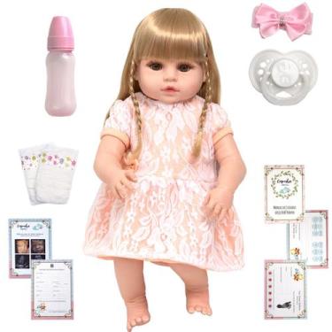 Imagem de Boneca Reborn Gatinha Loira Adora Com Diversos Acessórios - Cegonha Re