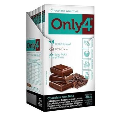 Imagem de Tablete De Chocolate 70% Cacau Com Açúcar De Coco E Nibs Only4 Contendo 6 Barras De 80g Cada