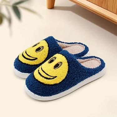 Imagem de Chinelos de rosto sorridente para mulheres e homens, retrô, macio, macio, quente, para casa, antiderrapante, estilo casal, sapatos casuais de pelúcia forrados com lã, sapatos de casa unissex para uso