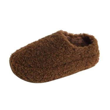 Imagem de Chinelo feminino forrado com lã para outono inverno confortável confortável, Café, 38