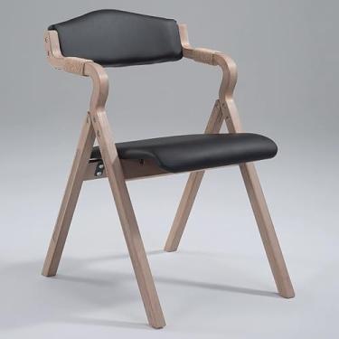 Imagem de Cadeiras dobráveis modernas de madeira, cadeiras de jantar empilháveis para ambientes internos, cadeira retrô, para eventos, escritório, 49 x 59 x 77 cm (19 x 23 x 30 polegadas)