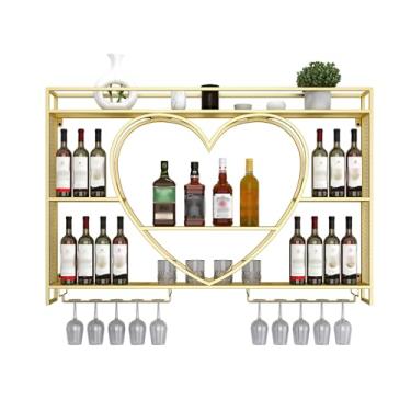 Imagem de Rack de vinho montado na parede, suporte de exibição de vinho redondo montado na parede de garrafa, visor grande de 3 camadas com taças de vinho, para decoração de sala de jantar de bar doméstico