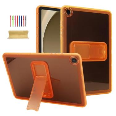 Imagem de Dteck Capa para tablet Samsung Galaxy Tab A11 (SM-X130), Tab A9 (SM-X110) 22 cm fina fosca com suporte, ultrafina, leve, com absorção de choque, resistente a arranhões, translúcida, laranja