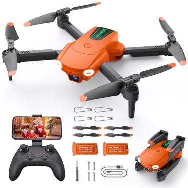 Imagem de Drone dobrável com câmera para crianças iniciantes - brinquedos de helicóptero de controle remoto, presentes para meninos e meninas, drones RC FPV HD 1080p com 2 baterias, uma tecla de partida/terra