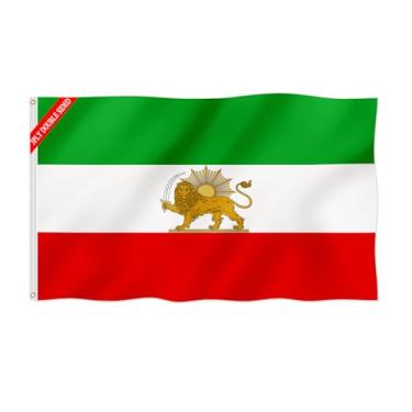 Imagem de Bandeira da Pérsia Histórica do Irã Dupla Face Antigo Sol de Leão Bandeira Iraniana 9 x 1,5 m À Prova de Desbotamento Linda Cor Poliéster Mais Grosso com 2 Ilhós de Latão