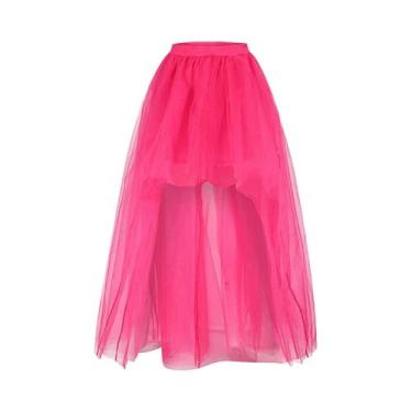 Imagem de Saia Gótica Punk De Tule Com Cintura Elástica, Vestido Maxi De Rede Ma