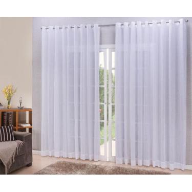 Imagem de Cortina linho tecido 4,00x2,50 Para Varão Simples - Ludatex, Branco