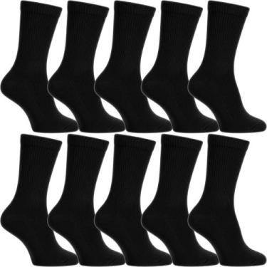 Imagem de Kit 10 Pares Meias Cano Alto Algodão Academia Sport Unissex - Flat Soc