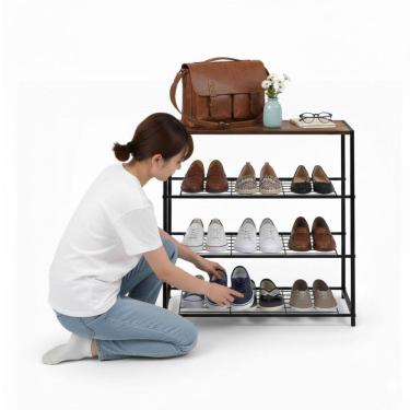 Imagem de Sapateira Prateleira 4 Andares Organizador Porta Objetos Sapatos Sandalia Entrada Sala