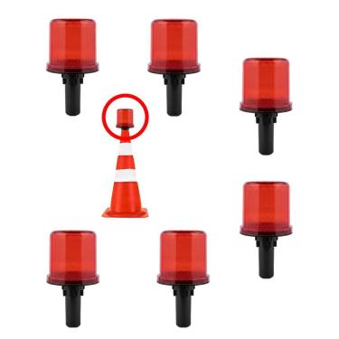 Imagem de Sinalizador Viario Solar Kit 6 Uni Cone Estrada Rodovia Transito Alerta Emergencia Obra