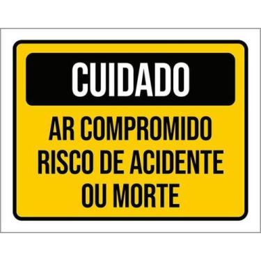 Imagem de Kit 10 Placas Cuidado Ar Comprimido Risco Acidente - Sinalizo