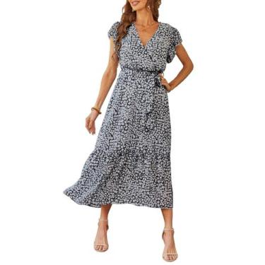 Imagem de Vestido PRETTYGARDEN Envelope Decote V Floral com Cinto Pequeno