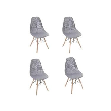 Imagem de Kit 4 Cadeiras Eames Design Colméia Eloisa Cinza - Homelandia