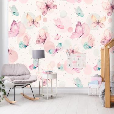 Imagem de Papel de Parede Decoração Borboletas 1 ROLO 5 METROS Adesivo Autocolan