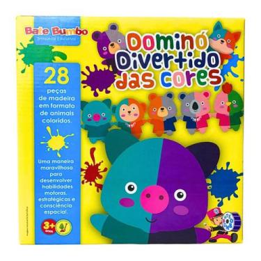Imagem de Dominó Divertido das Cores Jogo Infantil Brinquedos Educativos Madeira