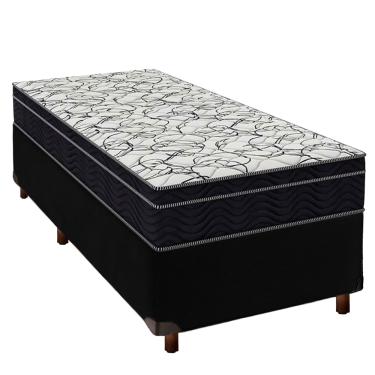 Imagem de Cama Box Preto + Colchão Solteiro Airtech 150 Ortobom