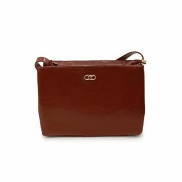 Imagem de Bolsa Beira Rio Marrom Alça Fina Elegância Dourada-Feminino