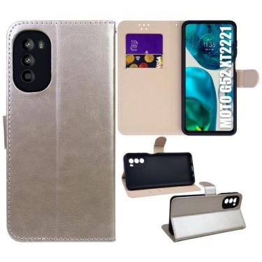 Imagem de Capa Carteira Couro DOURADO compativel Moto G52 XT2221 6.6  - Luiza Ce