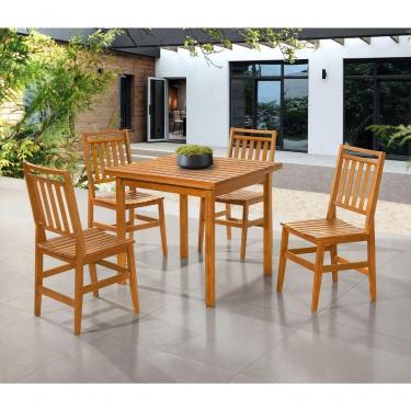 Imagem de Conjunto Mesa Mariah 4 Lugares Tampo em Madeira Maciça 100% Eucalipto para Área Externa 90X90