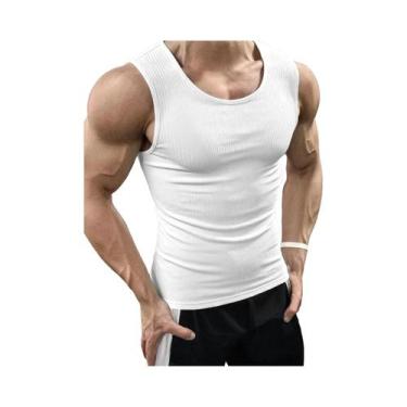 Imagem de Camiseta Sem Mangas De Verão Para Homens Com Listras, Top De Treino O-