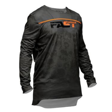 Imagem de Camisa de Motocross Infantil camiseta Pro Tork Fast, Chumbo, Laranja, 