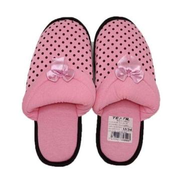 Imagem de Pantufa Textil Mafeçilli Feminino, Rosa claro, 33/34