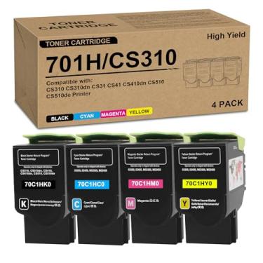 Imagem de Cartucho de toner de alto rendimento CS310 701H para Lexmark 70C1HK0 70C1HC0 70C1HY0 70C1HM0 uso para impressora a laser CS310dn CS310n CS410 CS410n CS510 CS510de