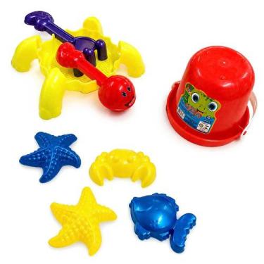 Imagem de Kit Baldinho Infantil Tartaruga 8 Peças Sortido para Praia, Piscina e 