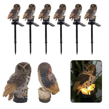 Imagem de Coruja Luminaria Solar Luz Led Kit 6 Uni Decoraçao Quintal Jardim Casa Garagem Iluminacao Enfeite Mulituso