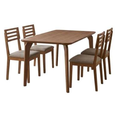 Imagem de Mesa de Jantar Papaia Com 4 Cadeiras Estofadas Juparana Linho ORNAR - 