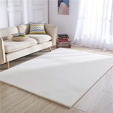 Imagem de Tapetes falsos curtos, tapete antiderrapante grosso e macio, lavável, para quarto, chão, sala de estar, sala de estudos, banheiro, varanda, quarto das crianças, branco, 60160 cm