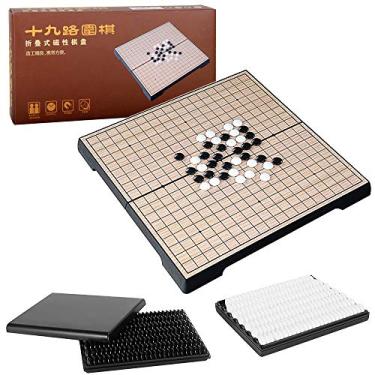 Imagem de Conjunto de jogos magnéticos Go 19x19 dobrável conjunto de jogos de tabuleiro de viagem portátil leve Weiqi xadrez chinês antigo jogo de salão de jogos pai-filho brinquedo