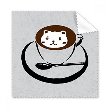 Imagem de Xícara de café Ilustração Adorável Estampa de Gato Pano de Limpeza de Tela de Telefone Limpador de Óculos 5 peças