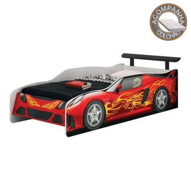 Cama Infantil Carro Drift 150x70 cm - Vermelho/Vermelho - Rpm Móveis