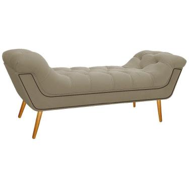 Imagem de Calçadeira Estofada 160cm Queen Size Linho Bege