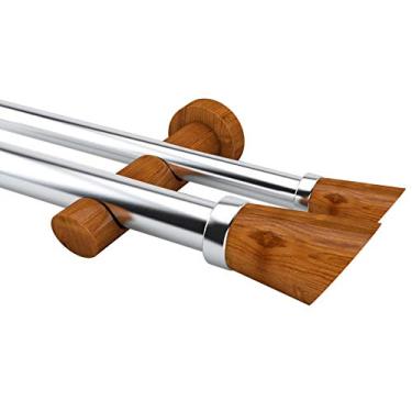 Imagem de Kit Varão 3, 00 M Alumínio Belchior Uniq Duplo Cumaru 19 X 19 Mm