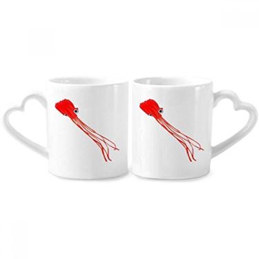 Imagem de Conjunto de canecas de porcelana para casais, padrão de polvo, pipa chinesa tradicional, com alça de coração