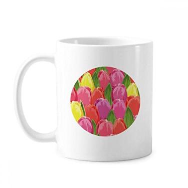 Imagem de Aquarela planta flor tulipa caneca cerâmica xícara de café porcelana louça