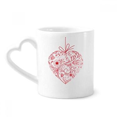 Imagem de Caneca vermelha Flowers Vines Dia dos Namorados Caneca de café cerâmica copo de coração de vidro