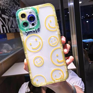 Imagem de Capa de telefone transparente de flor de sorriso bonito dos desenhos animados para iphone 13 pro max 12 11 x xs xr 7 8 plus casal capa à prova de choque macia transparente, sorriso amarelo, para ipho